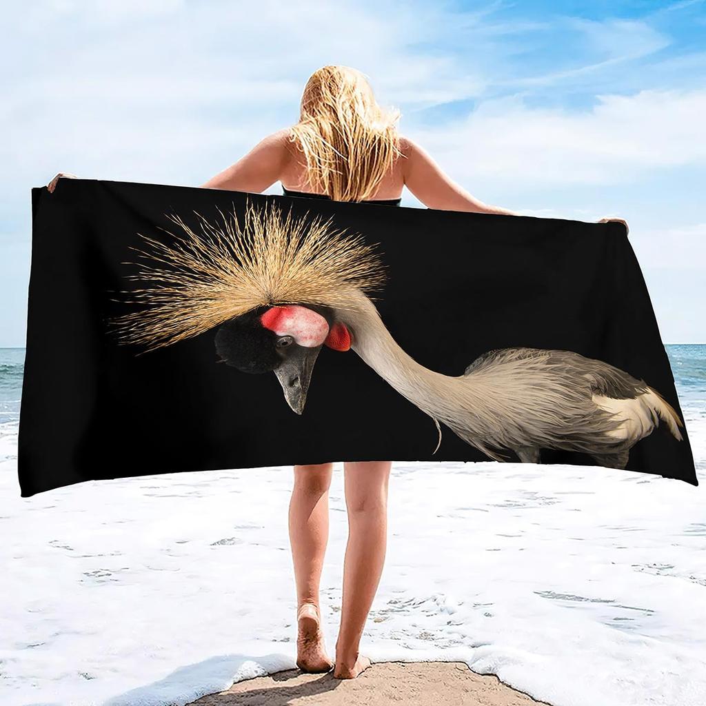 Red-Crowned Crane Series Seaside Vacation Beach Towel Swimming Bath Towel Microfiber Sports Towel