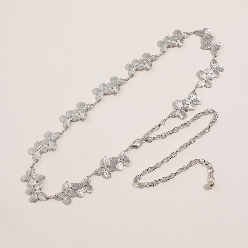 Fashion Floral Butterfly Metal Waist Chain For Women Spring
