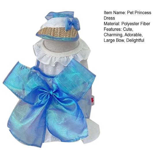 Hundekleid mit großer Schleife Mädchen Hunde Prinzessinnenkleid Sommer Ärmellos Haustier