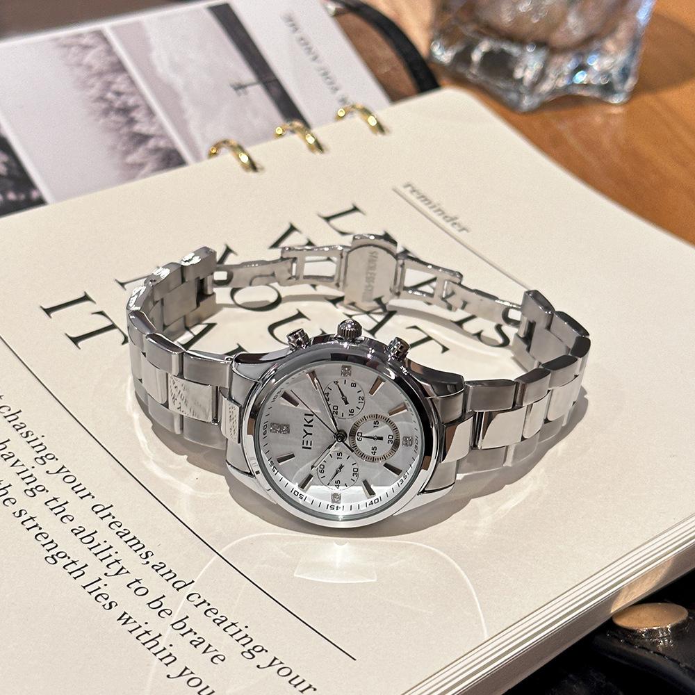 New Style Simple Three-eye Small Square Texture Disc Temperament Steel Band Fashion Commuter Women's Quartz Watch