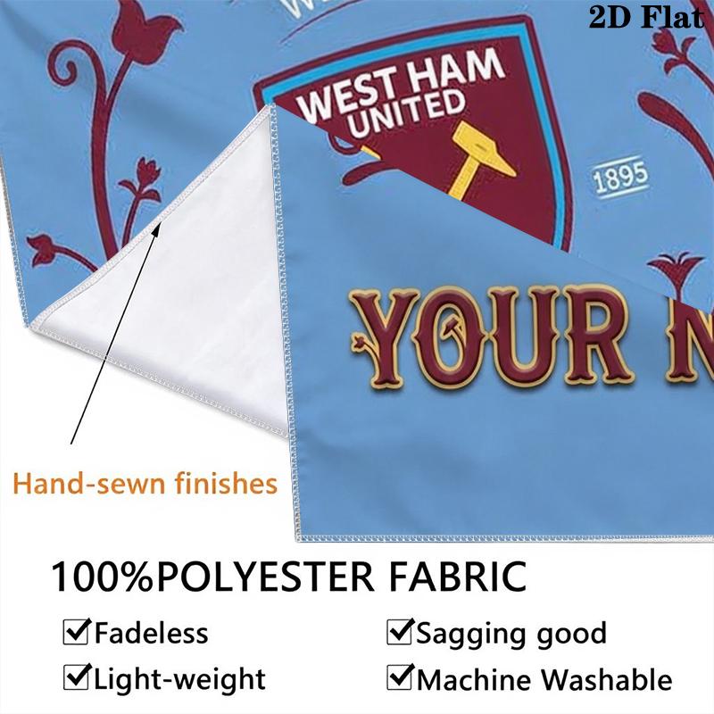 Custom Name West Ham United Wall Tapestry Aesthetic Wall Hanging Printed Fabric Blanket Decorative Tapestries for Bedroom Living Room Home Decor