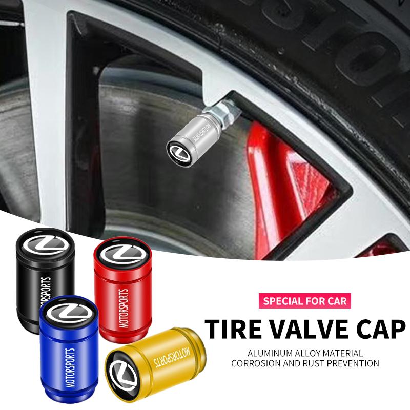 4Pcs Car Wheel Hub Valve 3D Metal Dustproof Tire Valve Cap For Lexus F-SPORT ES RX NX LS UX LM LX GX LC RZ IS CT GS RC HS SC