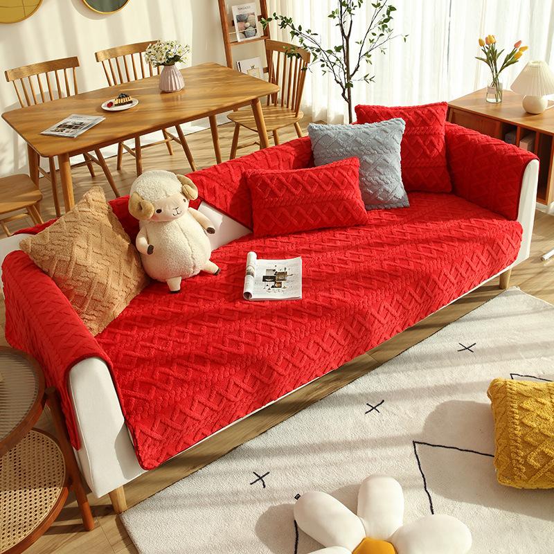 Winter Plush Sofa Cushion Simple Winter Thickened Cushion Leather New Non-Slip Sofa Cover All-Inclusive Cover Towel