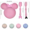 3 Stück/Set Cartoon Baby Schüssel Geschirr Set Weizenstroh Kindergeschirr Kinder Abendessen Fütterungsplatte Schleife Speiseteller Löffel Gabel