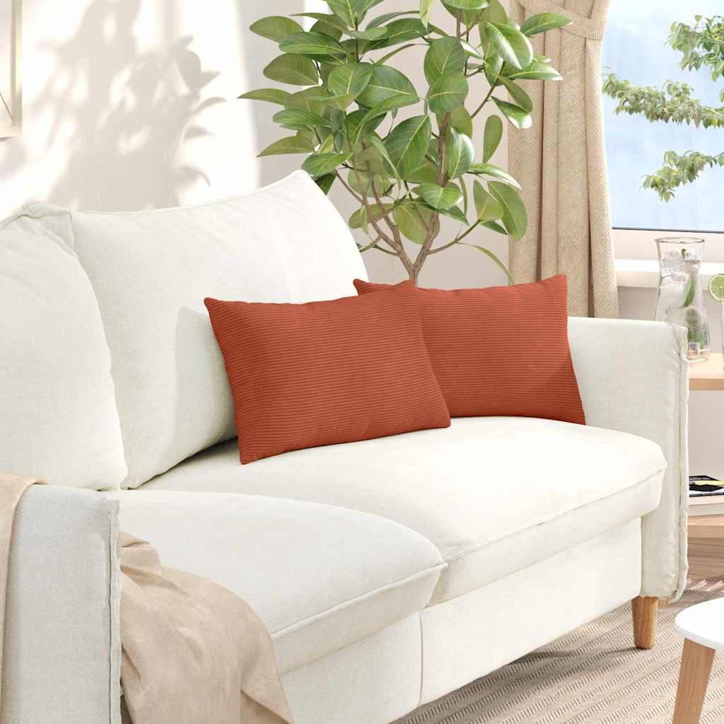 Sofa Cushions 2 Pieces Red Orange 50 x 30 cm Corduroy Fabric