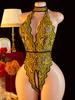 New Yellow Seductive Lace Bodysuit Women Erotic Backless Deep V Open Side Sexy For Night Teddy Babydoll Crotchless Underwear