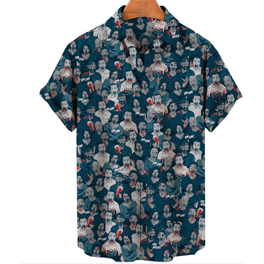 Camisas con Estampado de Anime Japonés Verano 2023 Nueva Camisa para Hombre Impresión 3D Estampado de Terror Ropa Hawaiana Diseño Personalizado Top para Hombre