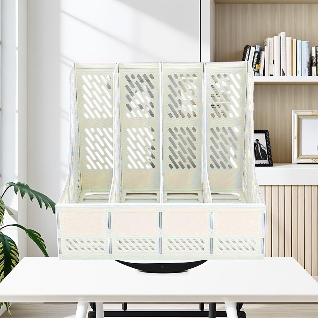Splicable Plastic Desktop File Rack Vertical A4 Document Holder Multi-grid Magazine Organizer Office Stationery Storage