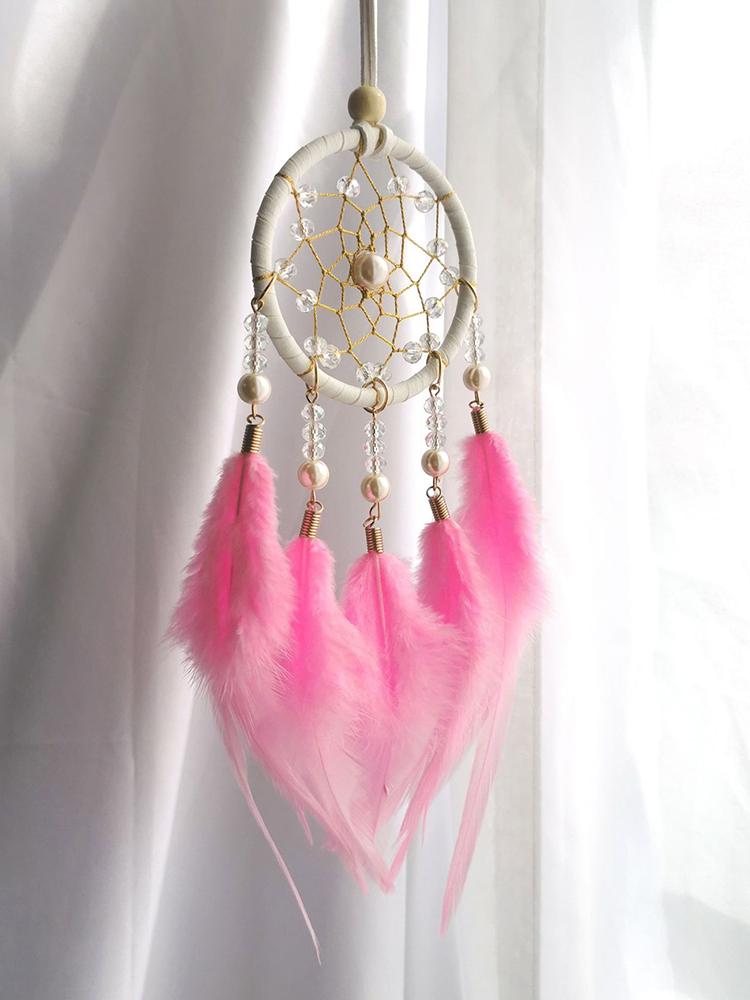 Creative Hand-woven Car Pendant Dream Catcher Feather Wind Chime Valentine's Day Gift Bedroom Hanging Ornaments Home Decoration
