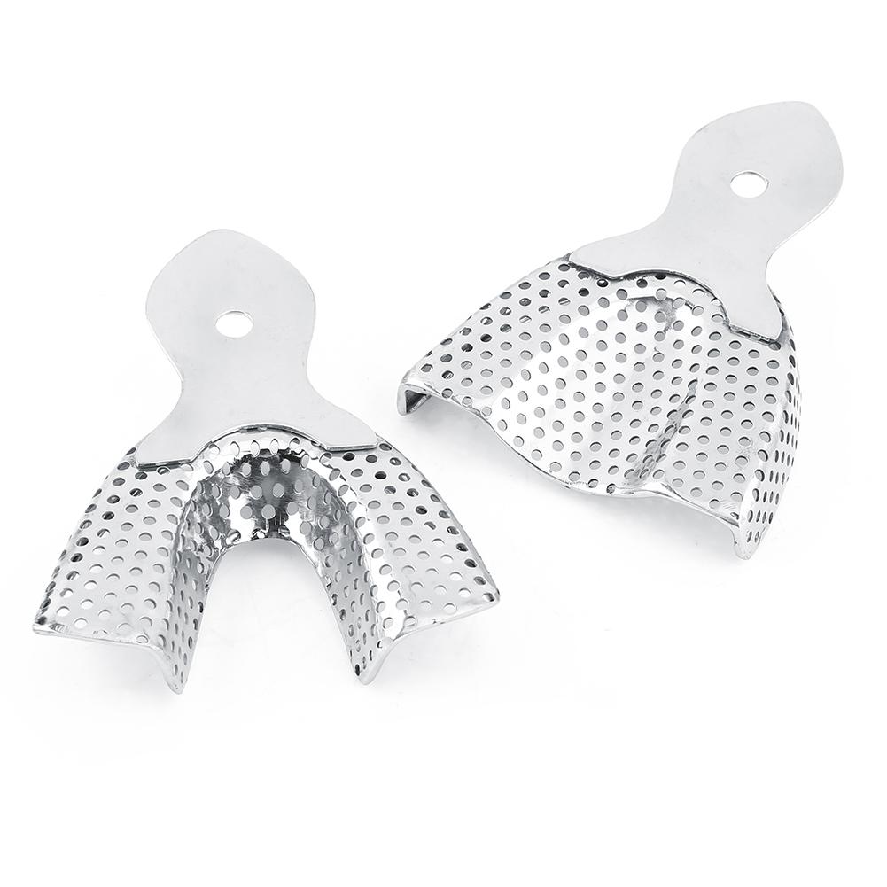 6 ks Nerezové zubní autoklávovatelné otiskovací lžíce horní a dolní