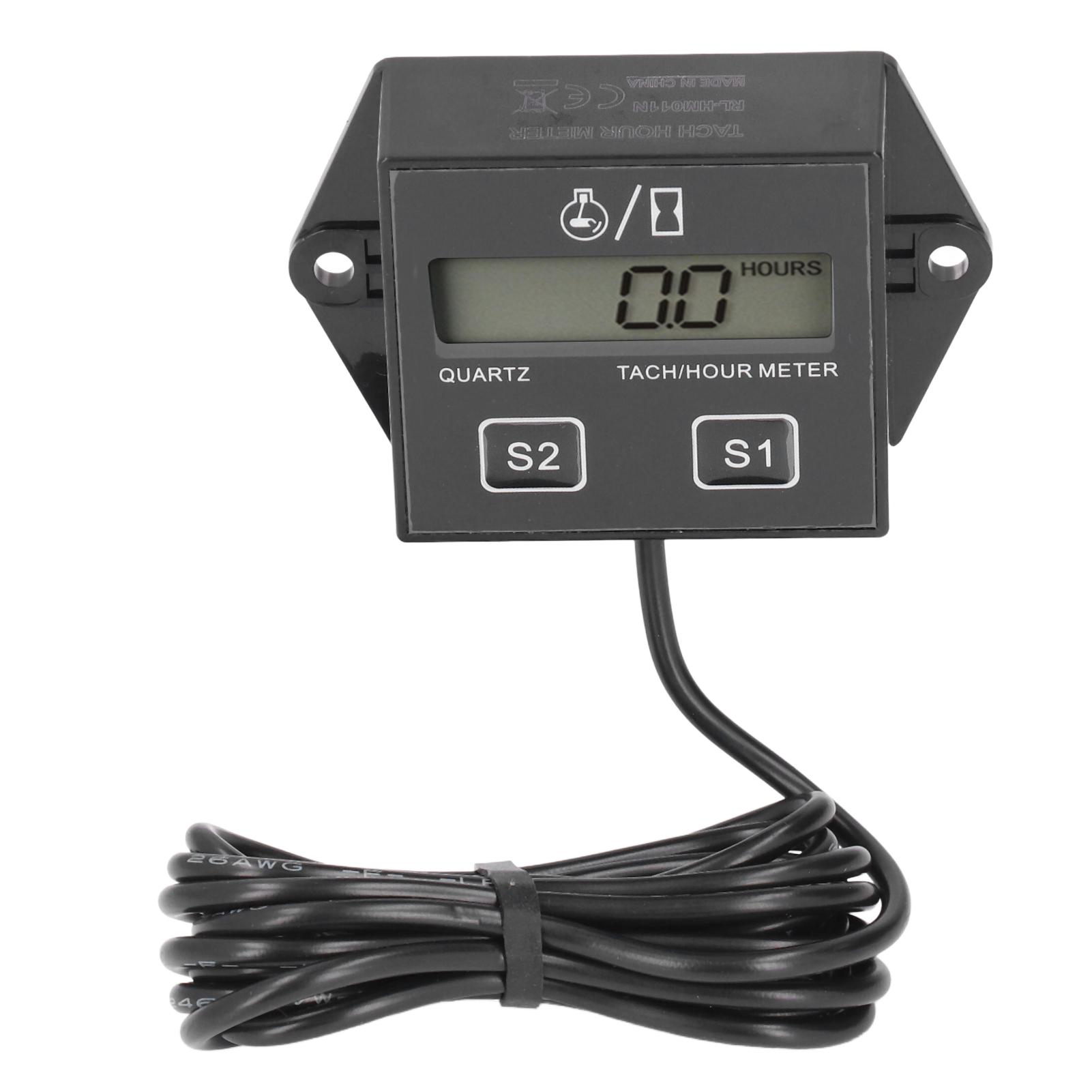 

Motorcycle Tachometer Timer LCD Display 2 4‑Stroke Gasoline Engine Hour Meter Universal for Pickup Trucks