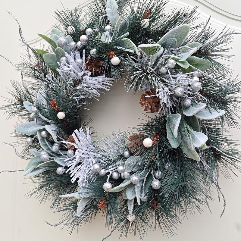 Christmas Door Wreath Holiday Decor Christmas Winter Wreath With Pine Cones For Kitchen Window Porch Centerpiece Party Indoor