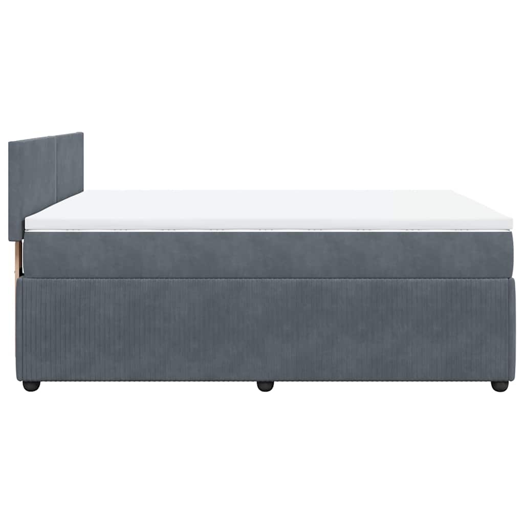 Vidaxl Letto Continentale Con Materasso, Grigio Scuro, 160X200Cm Velluto