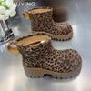 Leopard Snow Ankle Boots Women Platform Suede Warm Shoes Woman 2025 Trend Winter Brand Short Plush Motorcycle Botas De Mujer