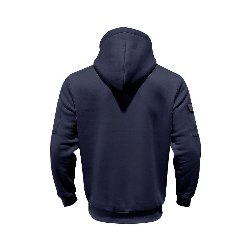 Mens Loose Heavyweight Fleece Zip Up Hooded Casual Workwear Long Sleeve Cardigan Sweatshirt