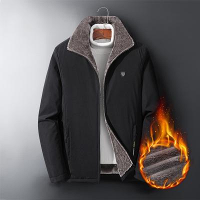 Winterbaumwolljacke für Herren, Lammfellmantel für mittleres und höheres Alter, plus Samt und verdickte Baumwolljacke