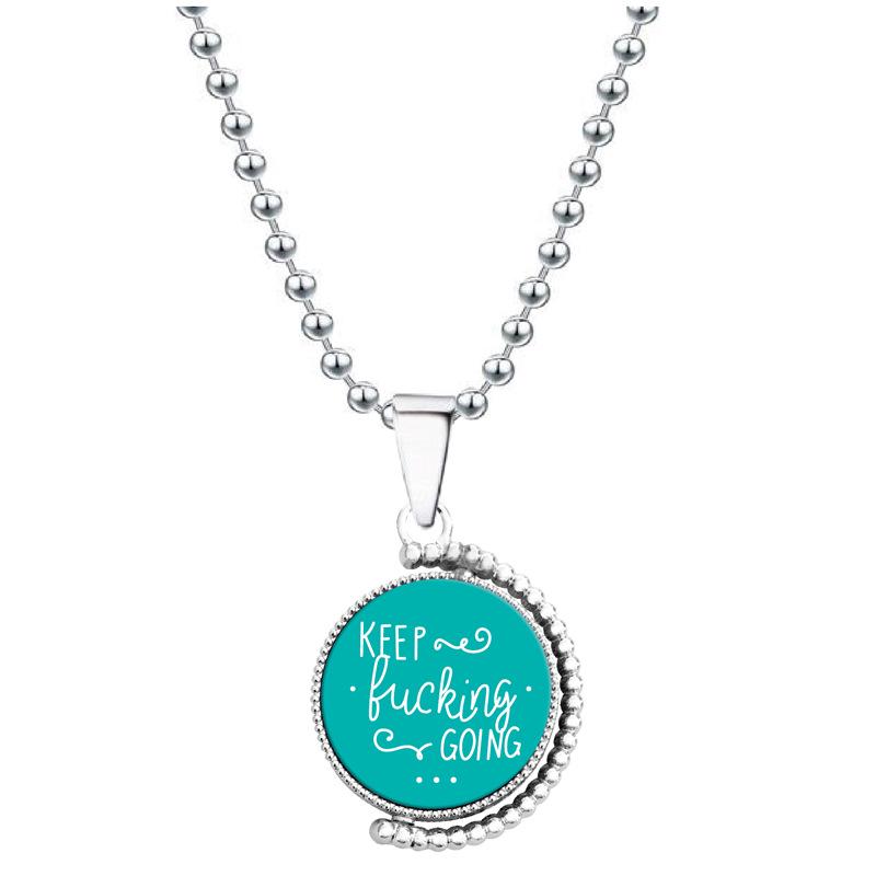 European & American Moon Pendant Necklace - Rotatable Engraving, Creative Christmas Gift, Titanium Steel.