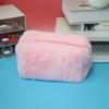 Zipper Large Solid Color Cosmetic Bag Cute Fur Makeup Bag for Women Travel Make Up Toiletry Bag Washing Pouch Plush Pen Pouch