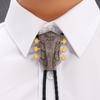 Handmade Retro Guitar Head Bolo Tie Necklace Men Women Western Cowboy Style Leather Chain Pendant Jewelry