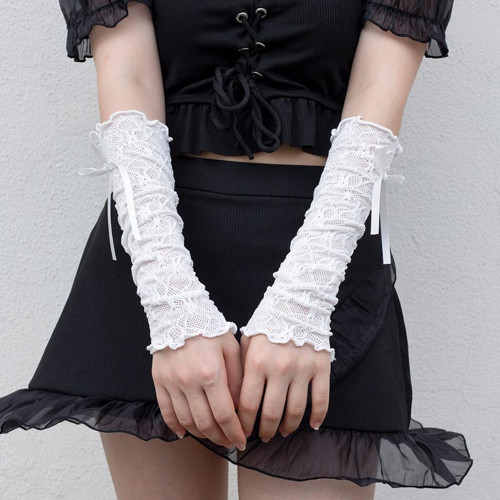 Detachable Sleeves Girls Banquet Arm Cover Decorate White/Black Overlength Arm Sleeve for Girls Accessories Arm Gloves