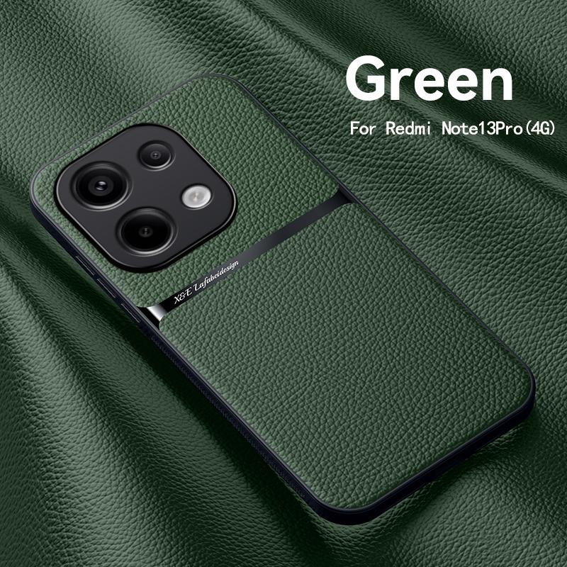Leather Car Holder Magnetic Cover For Xiaomi Redmi Note 13 Pro 4G 5G Case Silicone Shockproof Coque Redmy Note13 Note13pro Plus