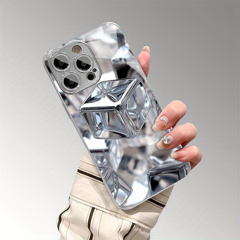 Crystal Ice Cubes Pattern Tempered Glass Phone Case For iPhone 17 Pro Max 16 15 14 13 12 11 Pro Plus 17 Air Electroplate Cover