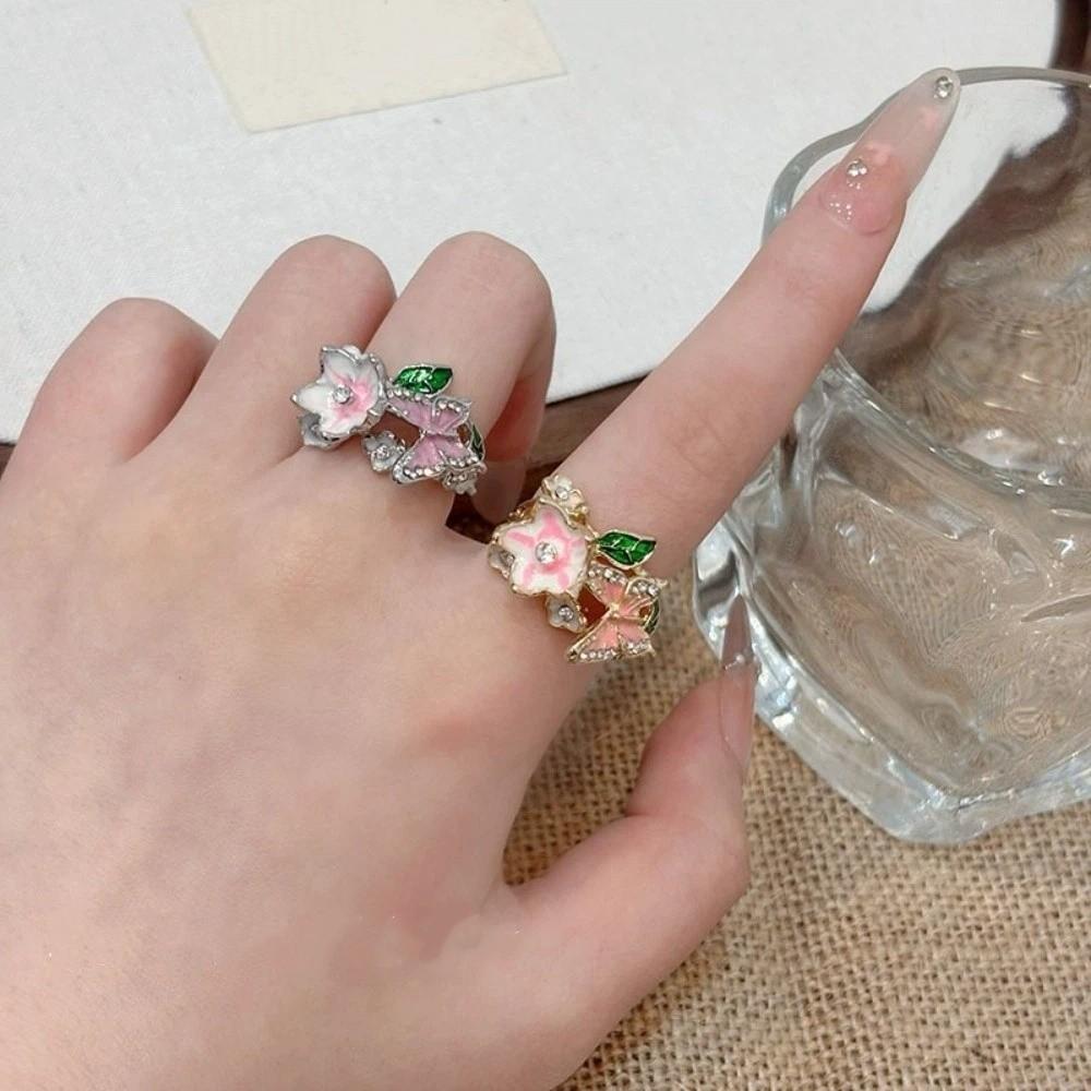 Oil Dripping Butterfly Ring Elegant Finger Jewelry Sweet Opening Finger Ring Ladies Jewelry