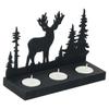 Weihnachtsbaum Deko Teelichthalter aus Holz Rentier(Schwarz)| Diwali Weihnachtsdekorationsartikel für Heimdekoration Wohnzimmer Büro
