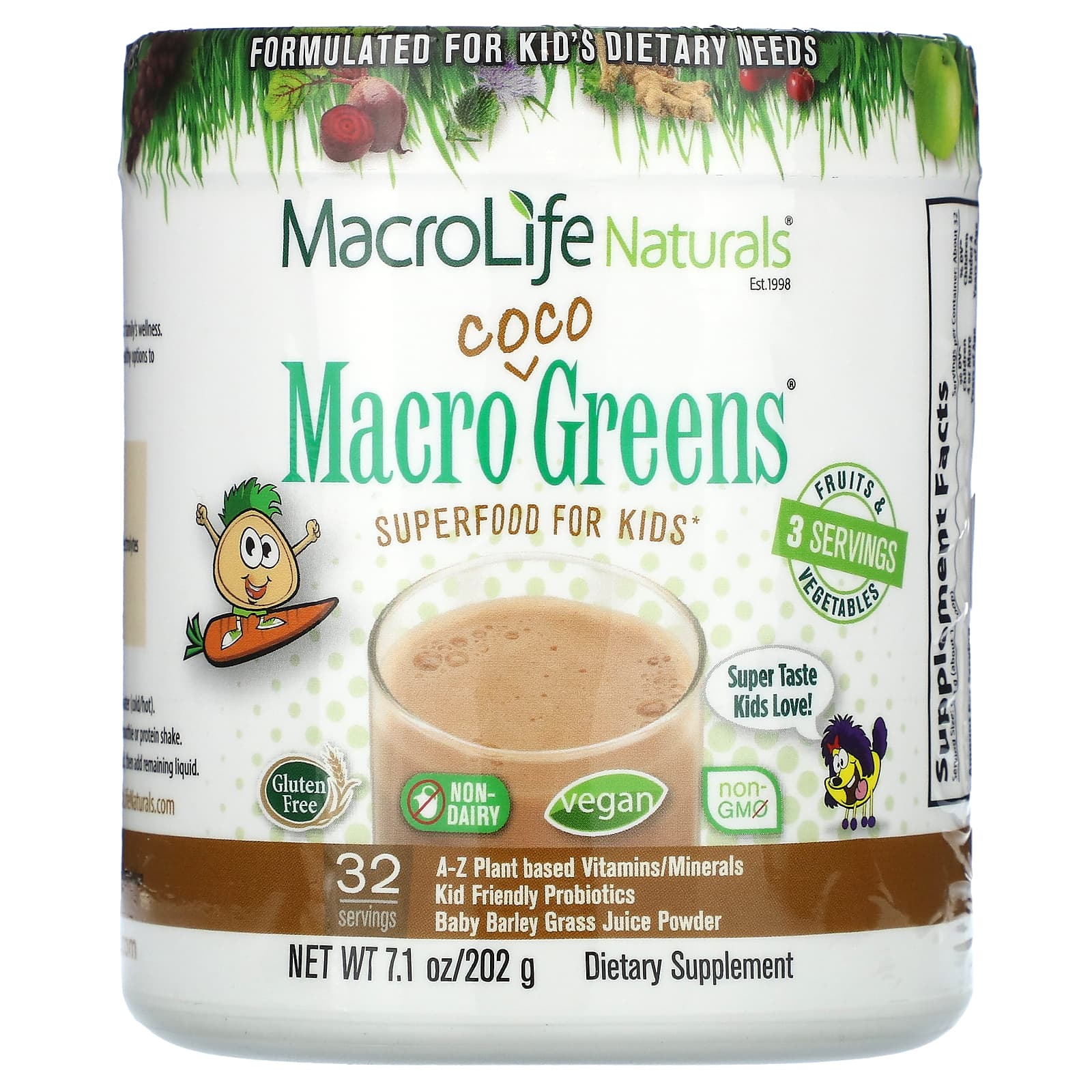 

Macrolife Naturals, Macro Coco Greens, Superfood for Kids, 7.1 oz (202 g)