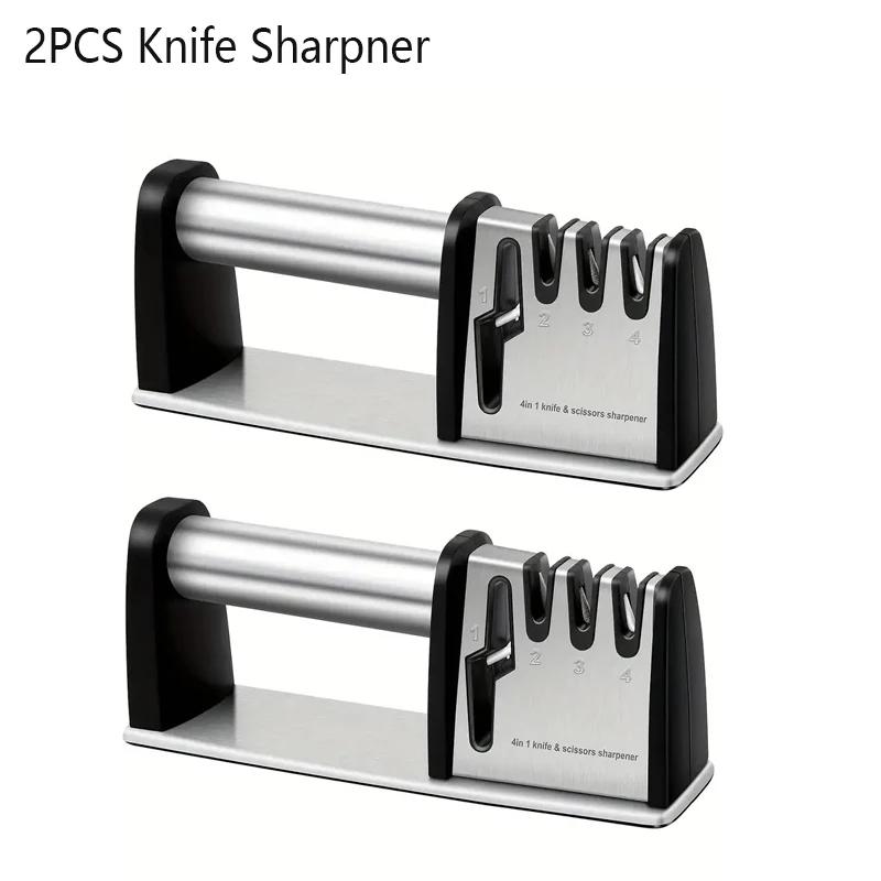 Knife Sharpeners 4 in 1 Kitchen Area Blade and Scissors Sharpening Tool Powerful Professional Kitchen Manual Knife Sharpener for Home