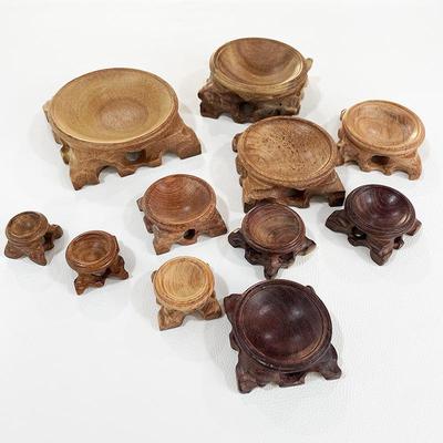 Wenwan Walnut Gourd Solid Wood Ornament Stand for Crystal Jade Ball