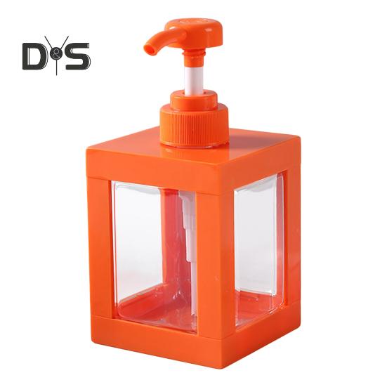 

Прессованные бутылки для лосьона, квадратные бутылки для дозирования геля для душа, пустые бутылки для хранения мыла и геля для душа для ванной комнаты отелей 500ML оранжевый
