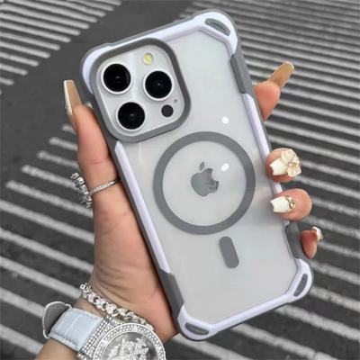 Shockproof Armor for Magsafe Magnetic Case For iPhone 17 16 15 14 13 12 11 Pro Max Transparent Bumper Wireless Charger Cover