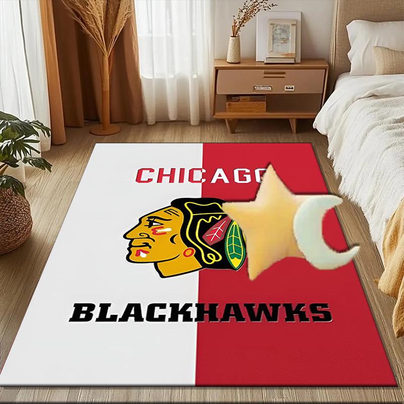 Blackhawks Kunstbodenmatte für Wohnzimmer, Spielzimmer, Büro, Schlafzimmer, Bürobodenmatte Verspieltes Design, Weihnachts-Fan-Geschenke