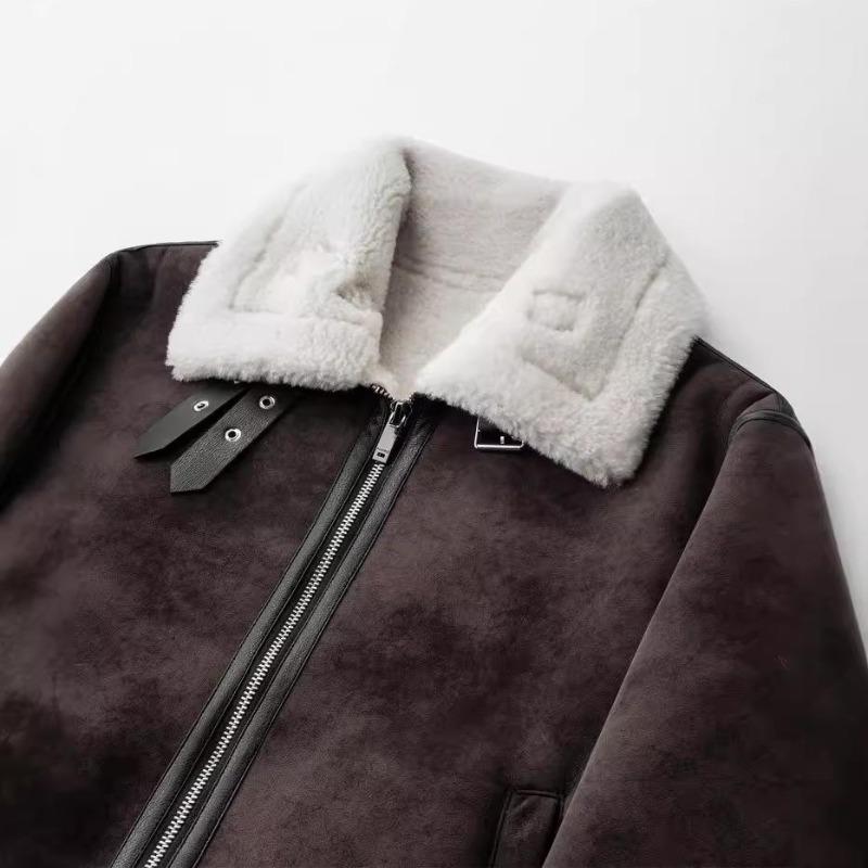 2026 Men's Trendy Shearling Lined PU Leather Motorcycle Jacket