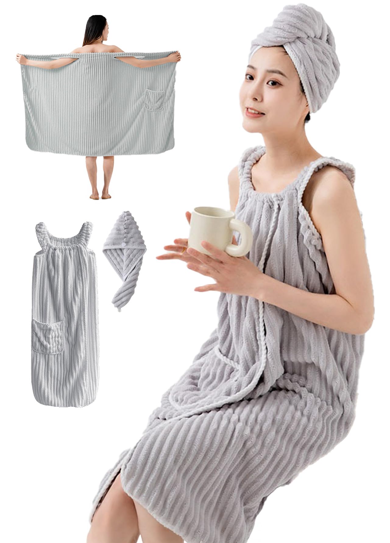 

Gemma Plus Пушистый и Высокоабсорбирующий Халат-полотенце для Мам и Одиноких Идеально подходит для Микрофибры Включает Полотенце от Одиноких Родителей и Сертифицировано