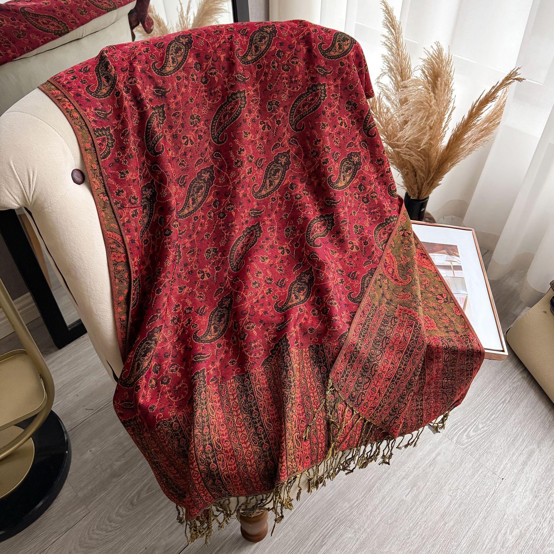 

Туризм Шаль Женская Этнический Стиль Длинная Кисточка Имитация Кашемира Шарф Синьцзян Юньнань Внешняя Накидка Кейп 195*70 красный