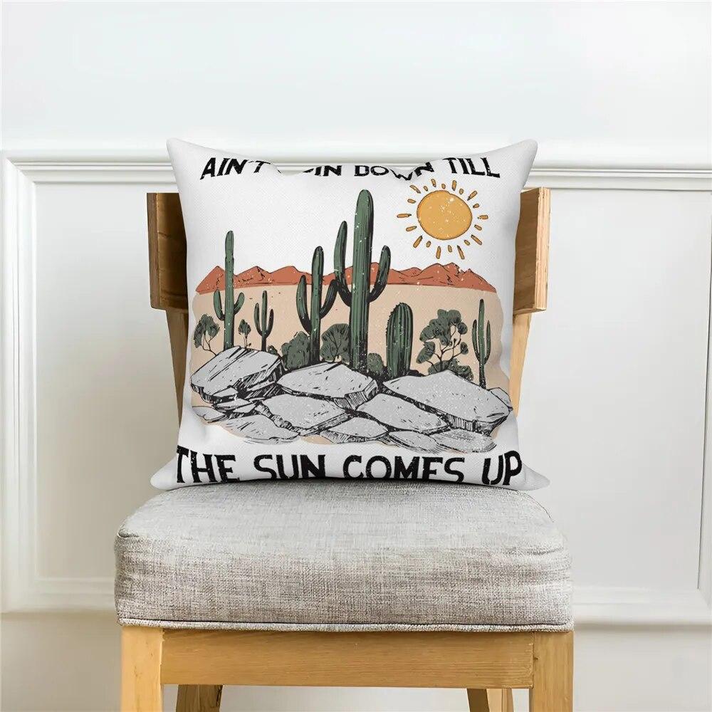 

Диван Подушка Белый Чехол Домашний Декор Наволочка Пустынный Цветок Кактуса Декоративные 40x40cm