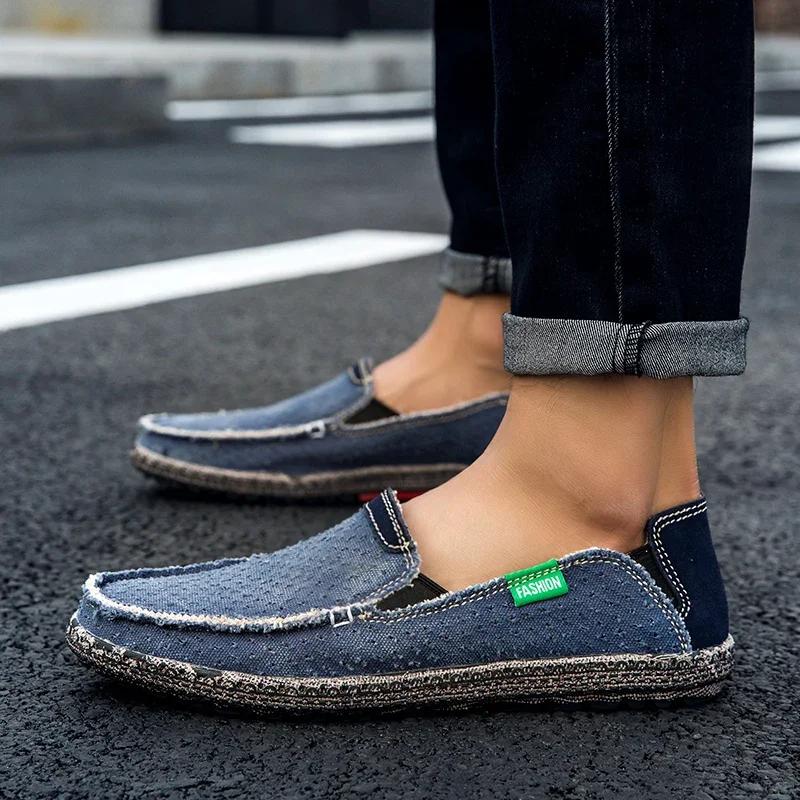 New Mens Breathable High Quality Casual Shoes Canvas Casual Shoes Slip On Men Fashion Flats