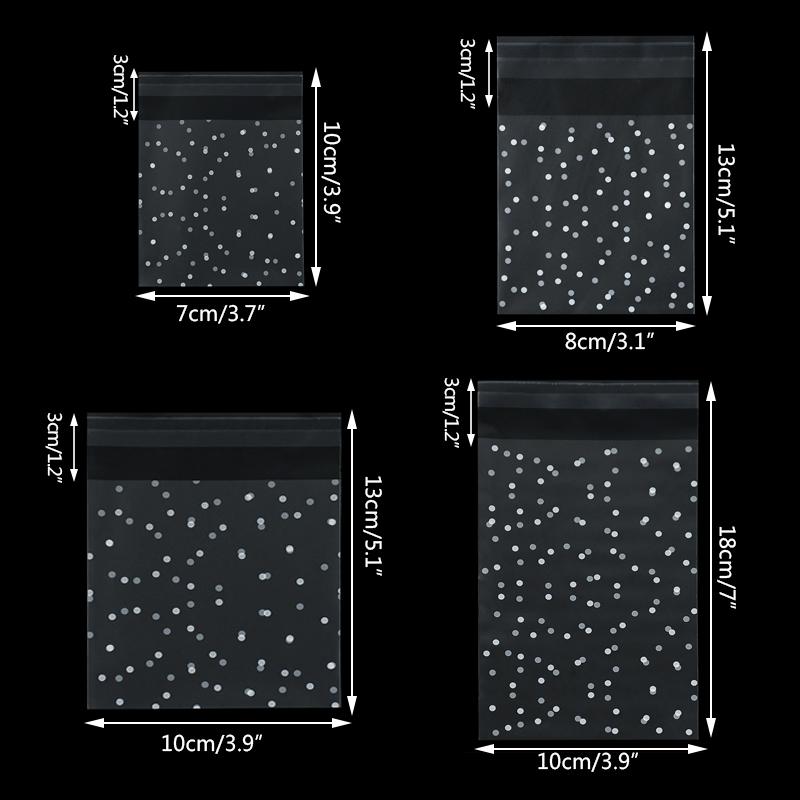100Pcs Transparent Dot Candy Cookies Self Adhesive Gift Bag Pouches Wedding Brithday Gifts Packaging Bags Biscuits DIY Baking
