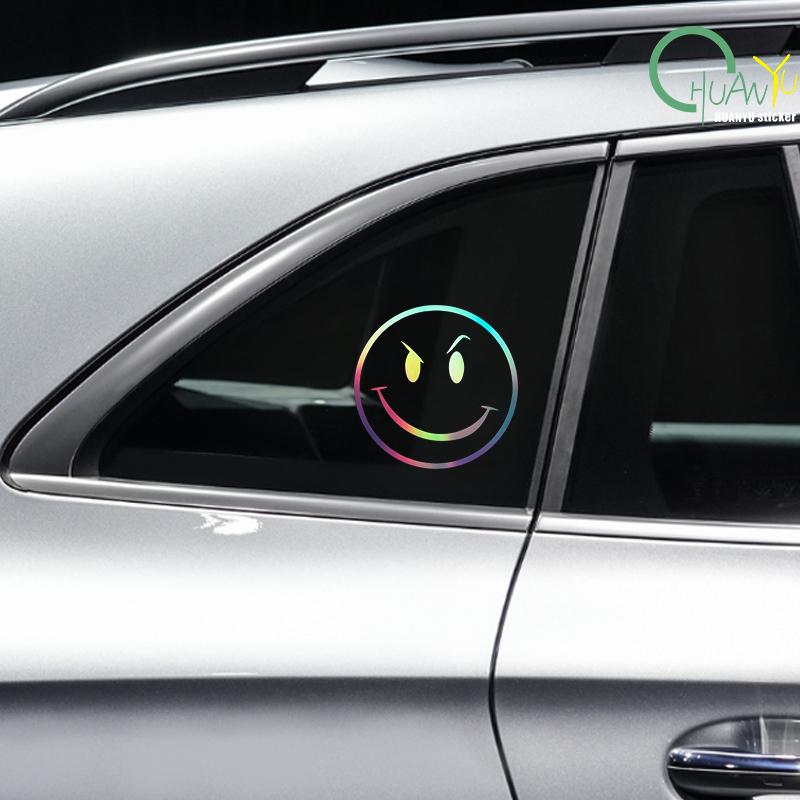 Die-Cut Vinyl Decal For Evil Smiley Face Car Sticker Waterproof Auto Decors On Car Body Bumper Rear Window Laptop