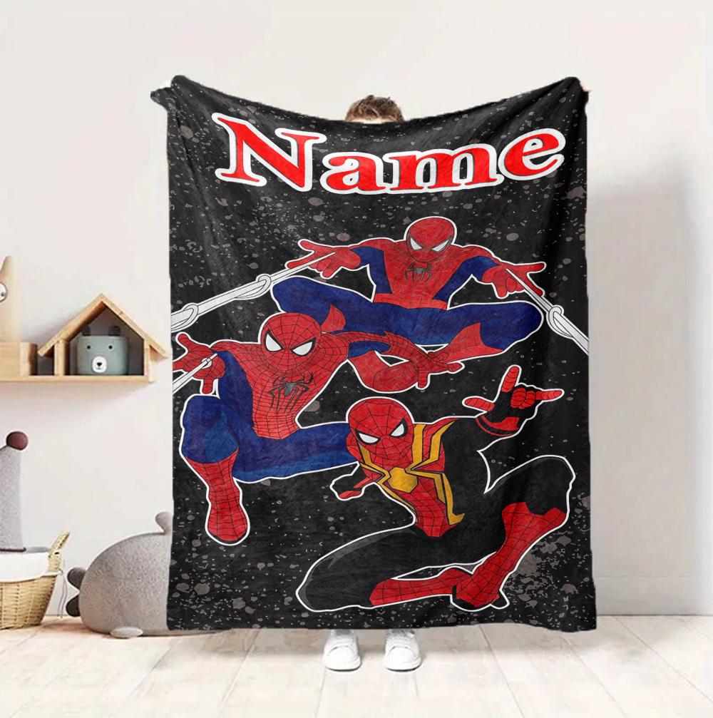 Custom Name Spider-Man Urban Flannel Blanket Throw Blanket Soft Warm Sofa Bed Decor Unique Gift