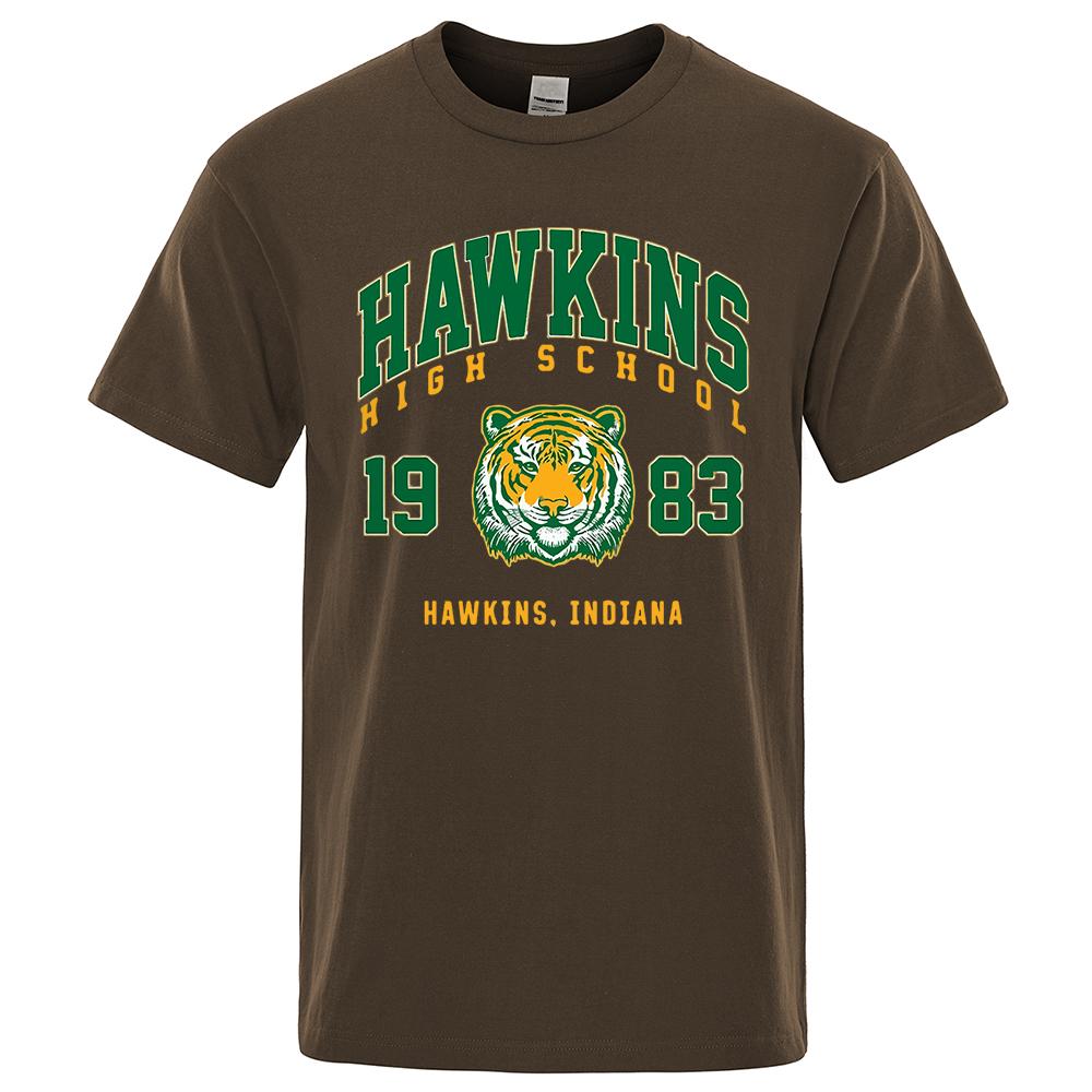 Hawkins High School 1983 Hawkins Indiana Tshirt Male Fashion O-Neck T-Shirt Hip Hop Loose Tee Clothes Casual Breathable Tops Men
