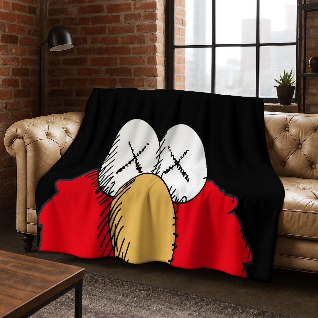 3D S-Sesame Cartoon Art Flannel Blanket,Cozy Soft Throw Blanket for Home Bedroom Bed Sofa Picnic Office Cover Gift Kids