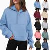 2023 Autumn/Winter Casual Sports Half-Zip Hooded Fleece-Lined Sweatshirt