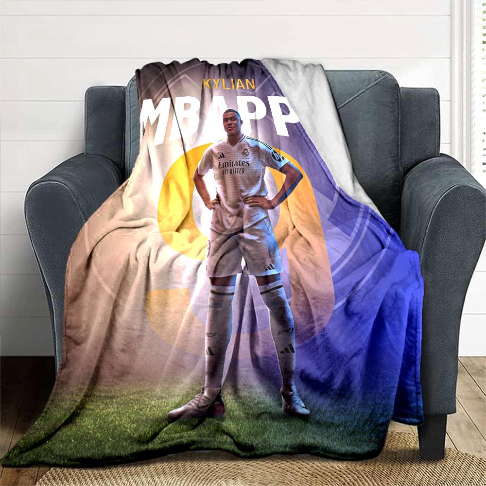 Star Player Kylian Mbappé Blanket Comfortable Great for Bedding Livingroom Picnics Four Seasons Universal Stylish Decor