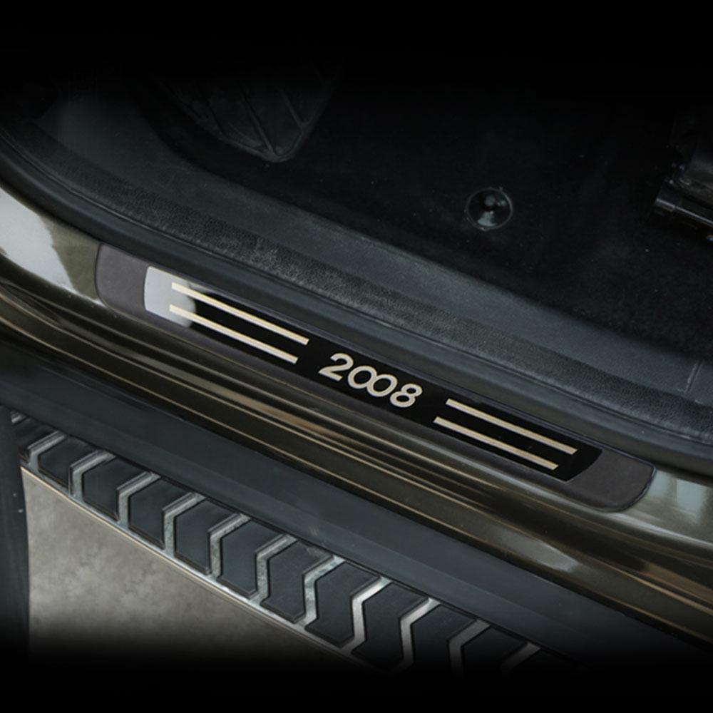 For Peugeot 2008 E2008 2014 - 2025 Door Sill Door Scuff Plate Cover Sticker Anti Scratch Guard Pedal Trim Protector Accessories
