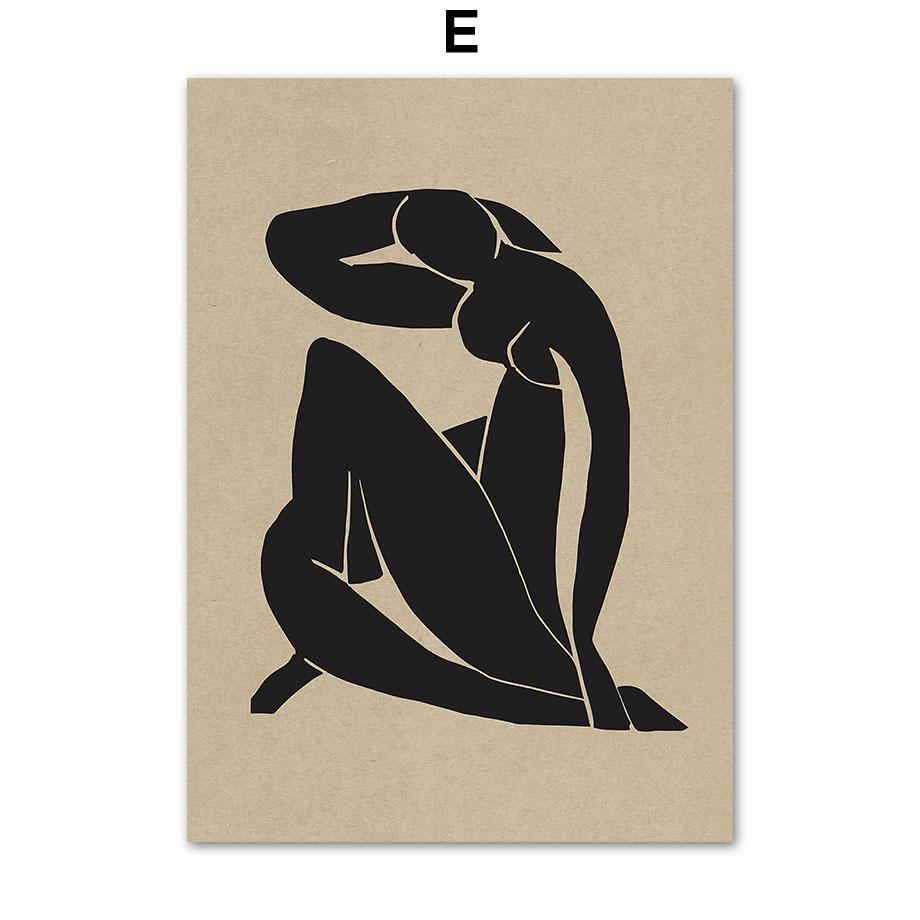 Abstract Matisse Beige Black Minimalist Wall Art Canvas Painting Nordic Posters And Prints Wall Pictures For Living Room Decor