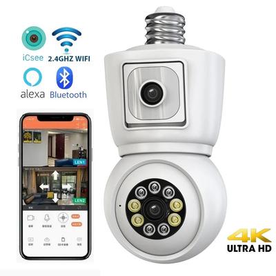 LS VISION 4K 4MP E27 Bulb Câmera WiFi Lente Dupla Tela Dupla Rastreamento Automático Áudio Bidirecional Cor Visão Noturna Câmera de Segurança Externa