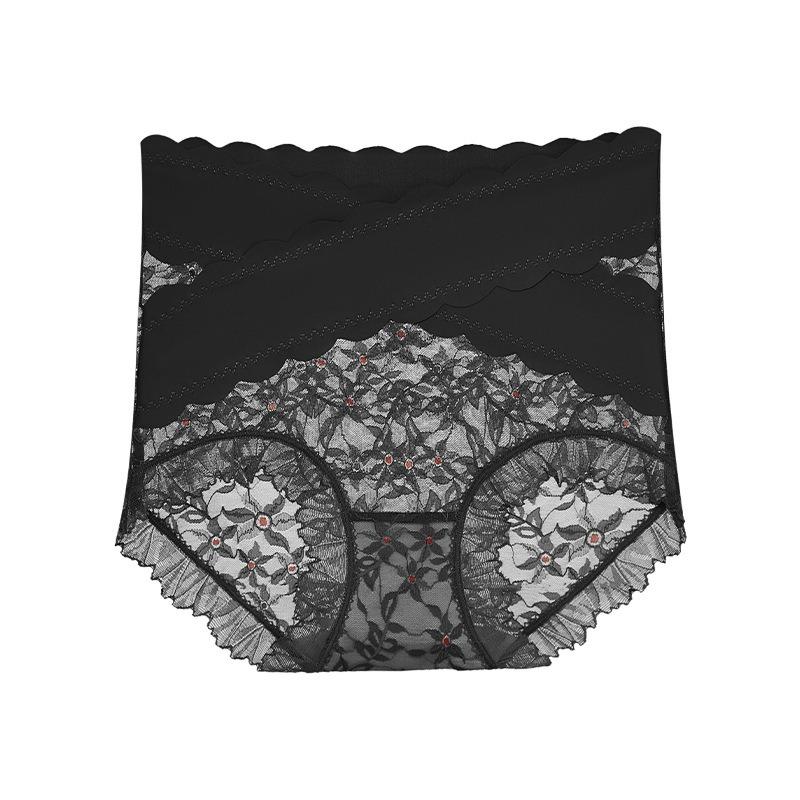 Sexy Lace Underwear Women High Waist Panties Floral Cross Slightly Cinched Lightweight Plastic Pants